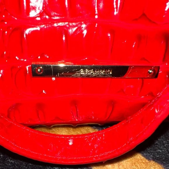 Used Once Brahmin Anywhere Melbourne Embossed Leather Tote Color:Red Carnation - Picture 7 of 9